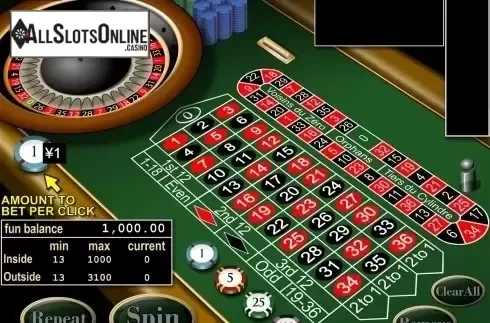 Reels screen. European Roulette (RTG) from RTG