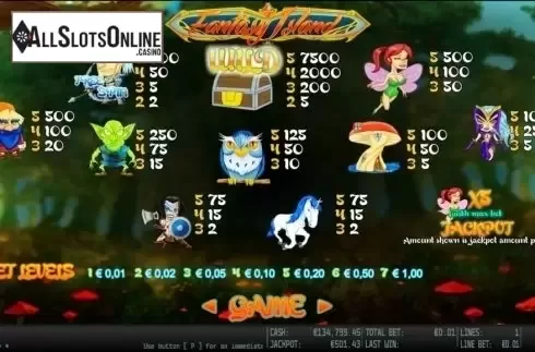 Paytable 1. Fantasy Island HD from World Match