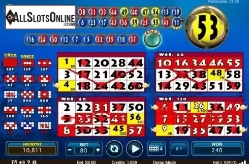 Win Screen. Fishmania Bingo from ZITRO