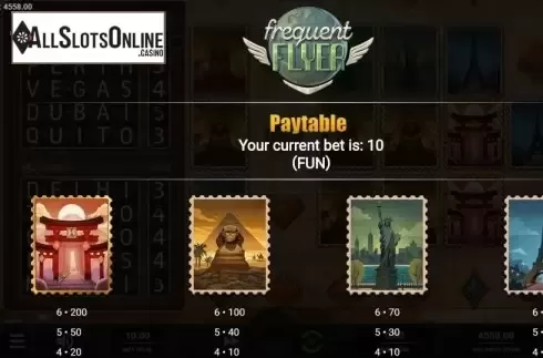 Paytable 1. Frequent Flyer from Relax Gaming