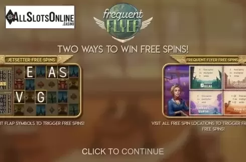 Start Screen. Frequent Flyer from Relax Gaming