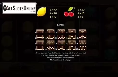 Paylines screen