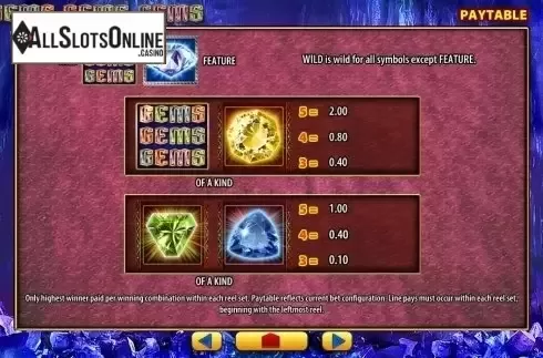 Paytable 1. Gems Gems Gems from SG