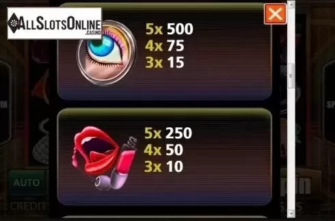 Paytable 3. Glamour World from MultiSlot