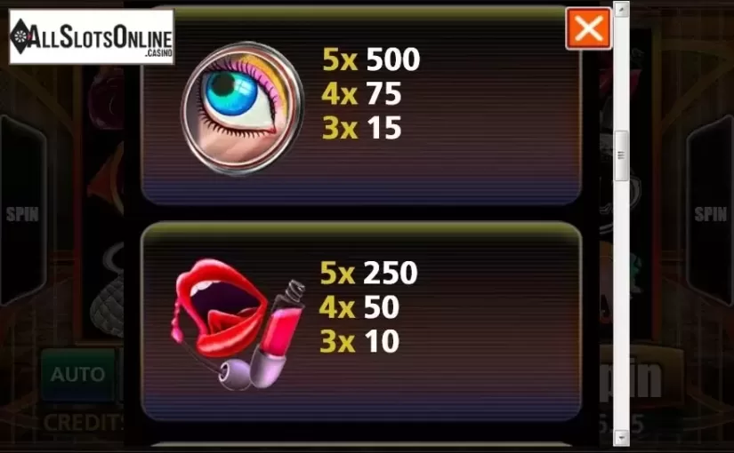 Paytable 3. Glamour World from MultiSlot