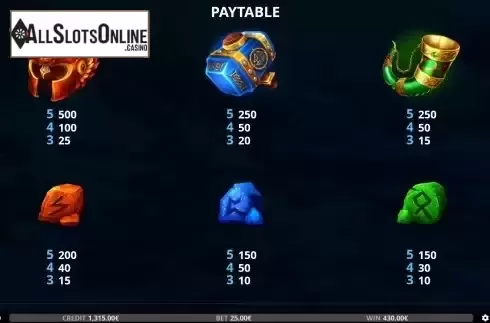 Paytable screen 2