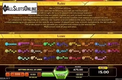 Paytable 3. Gold Of Ra from GameArt