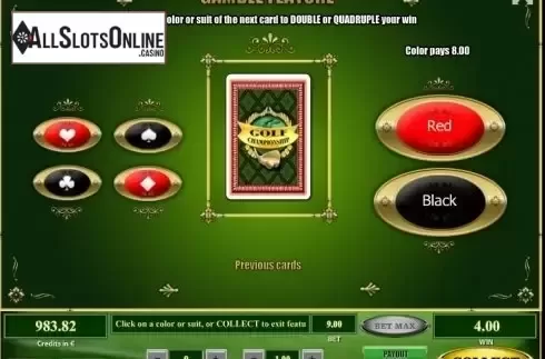 Double Up screen. Golf Championship from Tom Horn Gaming