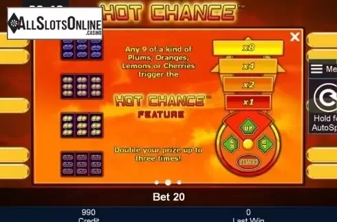 Paytable 2. Hot Chance from Greentube