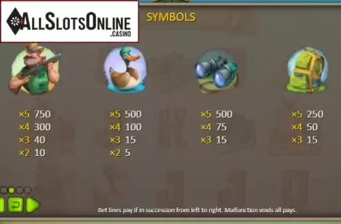 Paytable 2. Hunting Party from Booongo