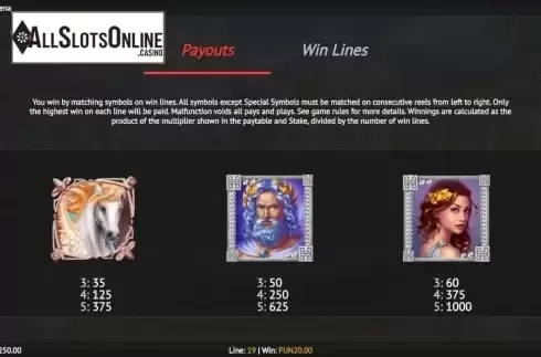 Symbols 3. Jewel of Athena from 1X2gaming