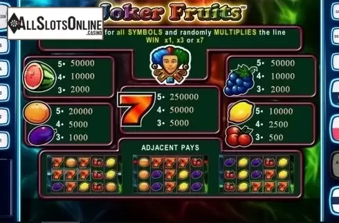 Paytable . Joker Fruits Deluxe from Novomatic