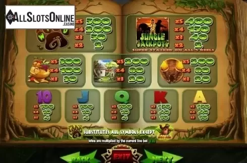 Paytable 2. Jungle Jackpots from Blueprint