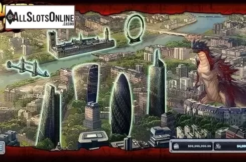 Bonus Level #4 screen. King of Kaiju: Rampage Riches from Lost World Games