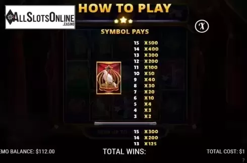 Paytable screen