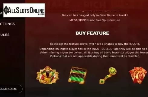 Buy Feature screen