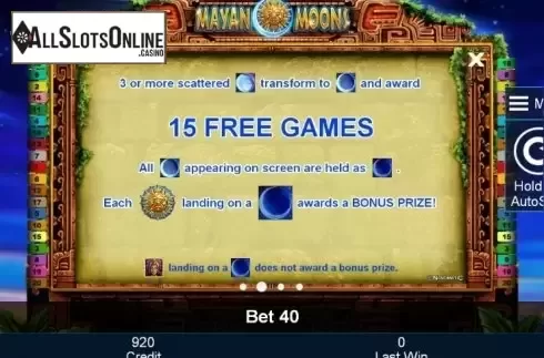 Paytable 2. Mayan Moons from Greentube