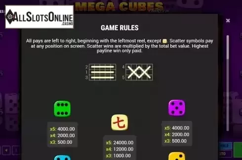 Scatter and paylines screen