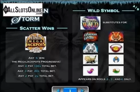 Paytable 4. MegaJackpots Siberian Storm from IGT