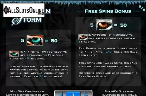 Paytable 5. MegaJackpots Siberian Storm from IGT