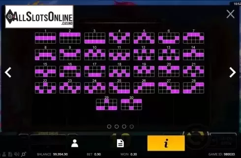 Paylines screen