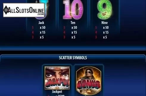 Paytable 2. Michael Jackson King of Pop from Bally