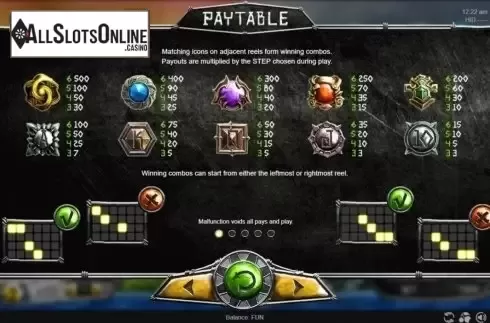 Paytable. Mu vs. Atlantis from Espresso Games