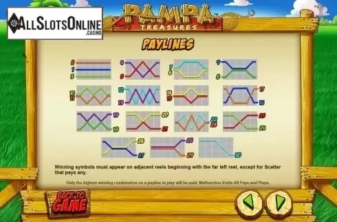 Paytable 2. Pampa Treasures from Leander Games
