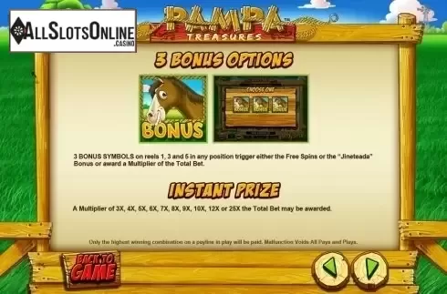 Paytable 4. Pampa Treasures from Leander Games