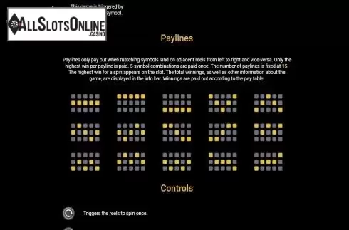 Paylines screen