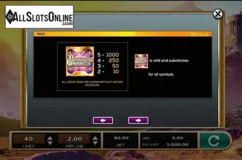 Paytable 3. Platinum Goddess from High 5 Games