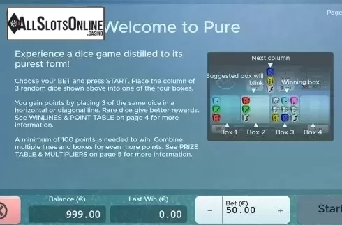 Paytable . Pure from Air Dice