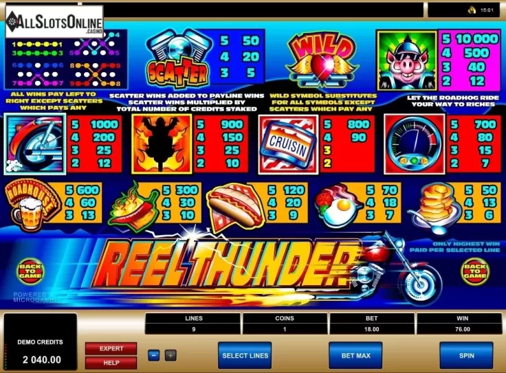 Screen2. Reel Thunder from Microgaming