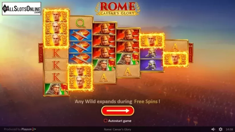 Start Screen. Rome: Caesars Glory from Playson