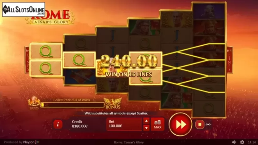 Win Screen 6. Rome: Caesars Glory from Playson