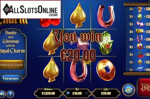 Win Screen. Royal Charm Scratch from Pariplay