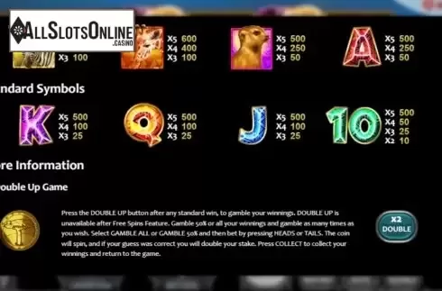 Paytable 2. Savanna Safari from Nucleus Gaming