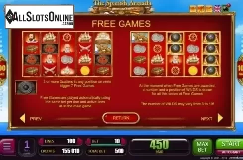 Free Spins. Spanish Armada from Belatra Games
