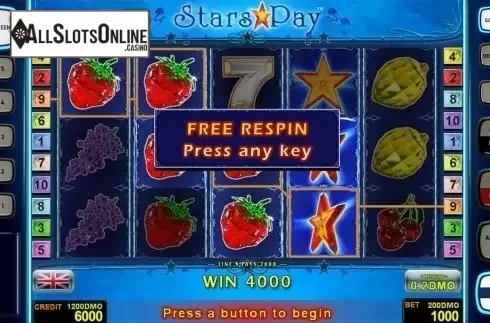 Game workflow 3. Stars Pay Deluxew from Novomatic