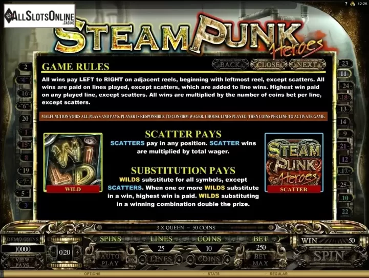 Screen2. Steam Punk Heroes from Microgaming