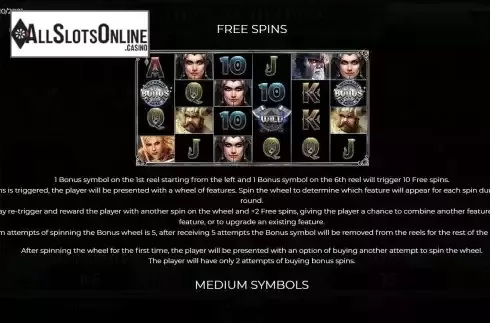 Free Spins screen