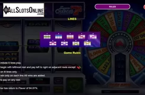 Paylines screen