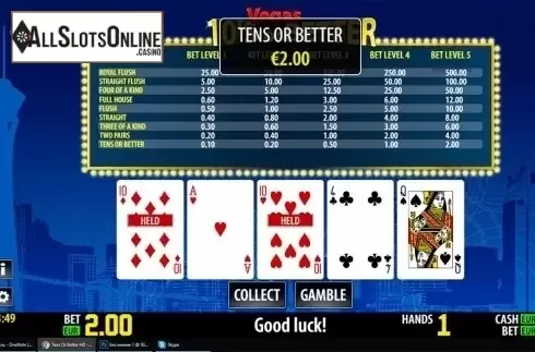 Game workflow 2. Tens Or Better HD from World Match
