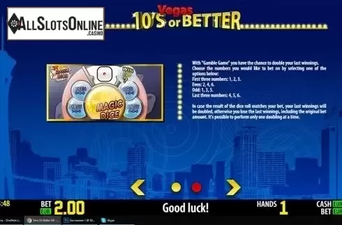 Paytable 2. Tens Or Better HD from World Match