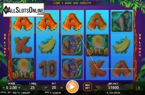 Win Screen. The Apes from KA Gaming