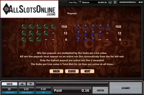 Paytable 5. Time is money from Realistic