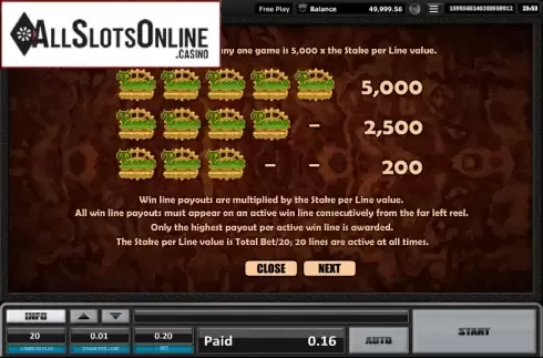 Paytable 1. Time is money from Realistic