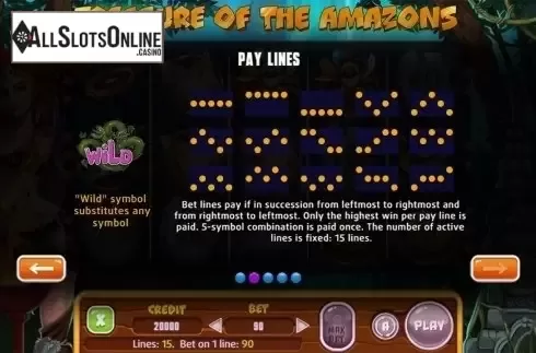 Paytable 2. Treasure Of The Amazons from X Line