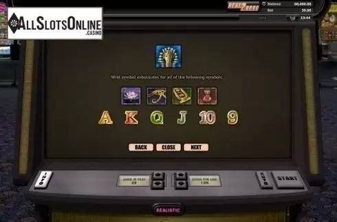 Paytable 5. Tutankhamun from Realistic