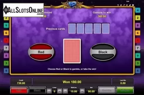 Gamble screen. Unicorn Magic from Novomatic